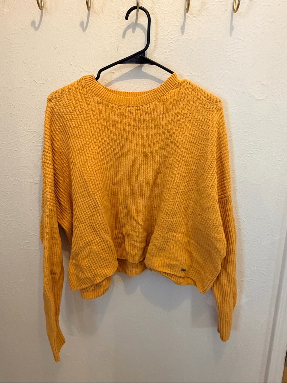 Hollister Golden Yellow Ribbed Crewneck Sweater